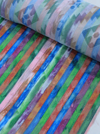 Tecido Crepe Chiffon Brocado Listras Colorido