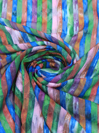 Tecido Crepe Chiffon Brocado Listras Colorido