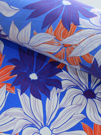 Tecido Crepe GGT Flores Tons de Azul