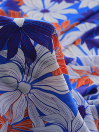 Tecido Crepe GGT Flores Tons de Azul