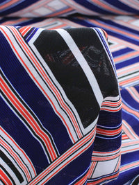 Tecido Crepe Bubble Listras Transversais Azul e Branco