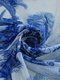 Tecido Cambraia de Algodão Paisagens Azul e Branco