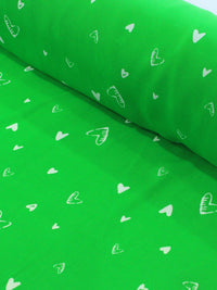 Tecido Crepe GGT Corações Verde e Branco