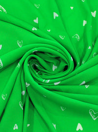 Tecido Crepe GGT Corações Verde e Branco