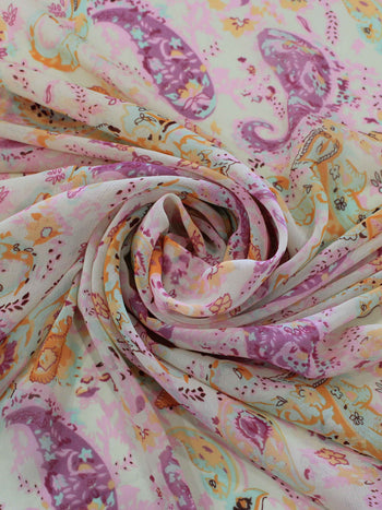 Tecido Crepe Chiffon Cashmere Tons Claros