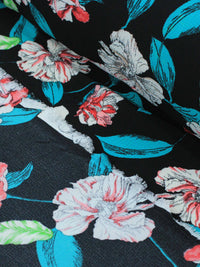 Tecido Crepe Bubble Azul, Rosa e Preto