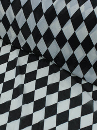 Tecido Crepe Chiffon Losangos Preto e Branco