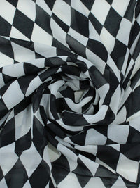 Tecido Crepe Chiffon Losangos Preto e Branco