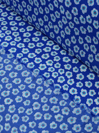 Tecido Crepe GGT Micro Floral Branco e Azul