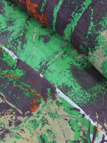 Tecido Crepe Chiffon Paisagens Abstratas Verde