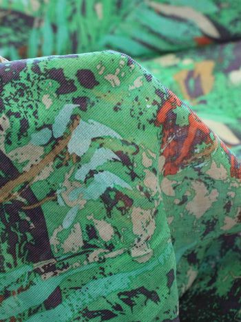 Tecido Crepe Chiffon Paisagens Abstratas Verde