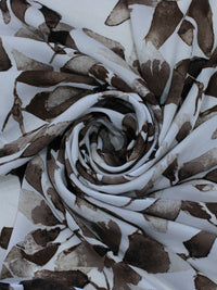 Tecido Crepe GGT Folhas Abstratas Branco e Marrom