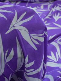 Tecido Crepe GGT Folhas Roxo e Branco