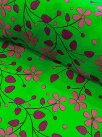 Tecido Crepe GGT Floral Tons de Rosa e Verde