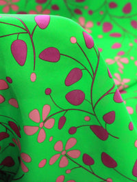 Tecido Crepe GGT Floral Tons de Rosa e Verde