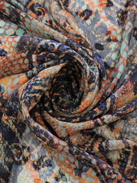 Tecido Crepe Chiffon Brocado Macro Cashmere Ferrugem