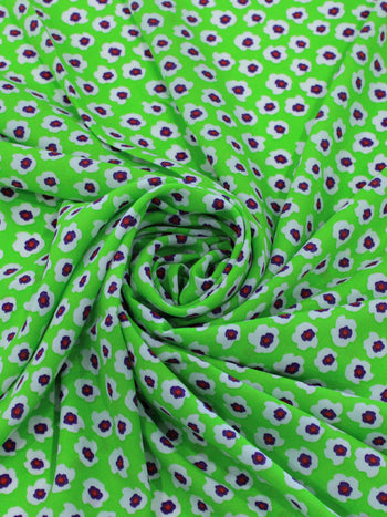 Tecido Crepe GGT Micro Floral Verde e Branco