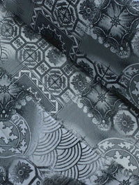 Tecido Crepe Chiffon Desenhos Geométricos Tons de Cinza