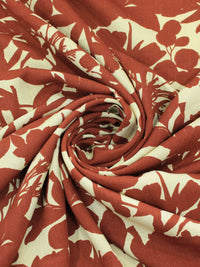 Tecido Viscose Texturizada Flores Argila e Bege