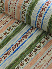 Tecido Viscose Flores Barrado Verde e Bege