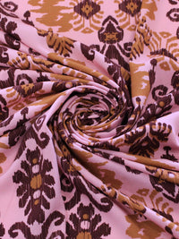 Tecido Viscose Simbolos Étnicos Rosa e Marrom