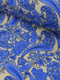 Tecido Viscose Macro Cashmere Azul e Bege