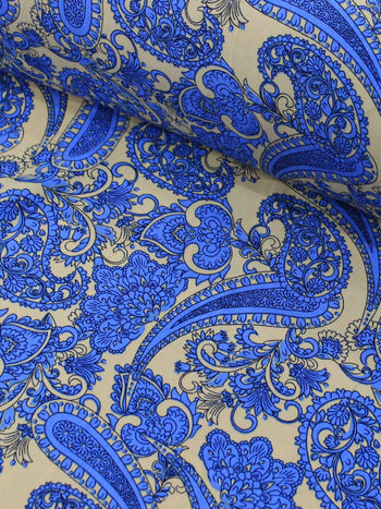 Tecido Viscose Macro Cashmere Azul e Bege