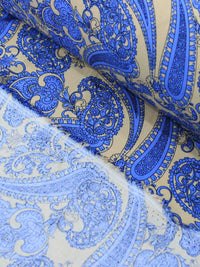 Tecido Viscose Macro Cashmere Azul e Bege