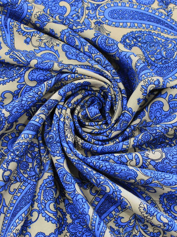 Tecido Viscose Macro Cashmere Azul e Bege