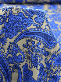 Tecido Viscose Macro Cashmere Azul e Bege