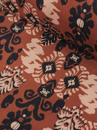 Tecido Viscose Abstrato Tribal Terracota e Preto