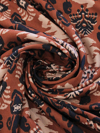 Tecido Viscose Abstrato Tribal Terracota e Preto