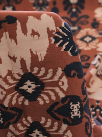 Tecido Viscose Abstrato Tribal Terracota e Preto