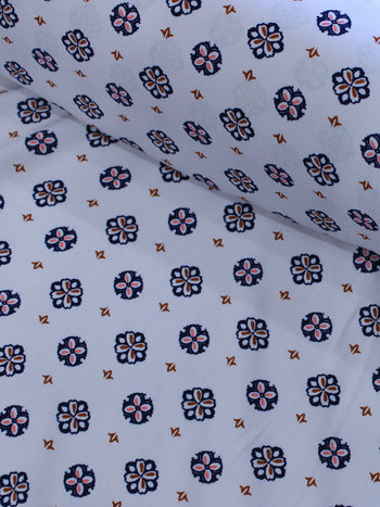Tecido Viscose Porcelana Retro Gelo e Azul