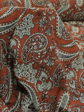 Tecido Viscose Macro Cashmere Terracota e Bege