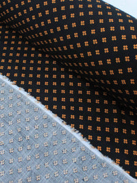 Tecido Viscose Micro Trevo Preto Laranja