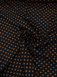 Tecido Viscose Micro Trevo Preto Laranja