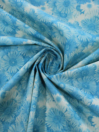 Tecido Linho Flores Azul e Bege