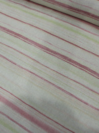 Tecido Linho Listras Aquarelas Vermelho Rosa Verde Bege