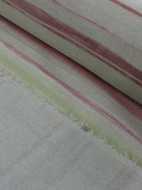 Tecido Linho Listras Aquarelas Vermelho Rosa Verde Bege