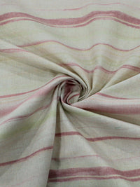 Tecido Linho Listras Aquarelas Vermelho Rosa Verde Bege