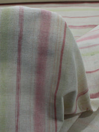 Tecido Linho Listras Aquarelas Vermelho Rosa Verde Bege