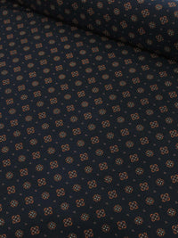 Tecido Viscose Porcelana Retro Terracota e Preto