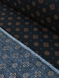 Tecido Viscose Porcelana Retro Terracota e Preto
