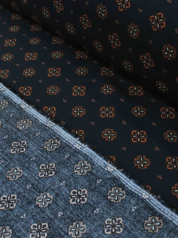 Tecido Viscose Porcelana Retro Terracota e Preto
