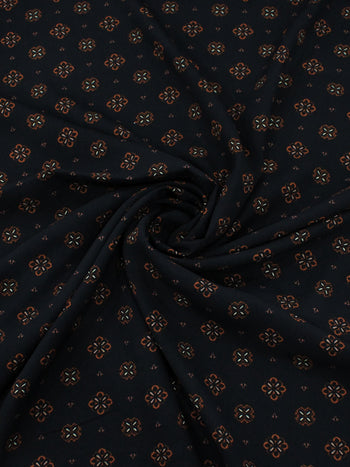 Tecido Viscose Porcelana Retro Terracota e Preto