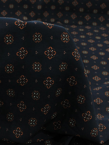 Tecido Viscose Porcelana Retro Terracota e Preto