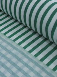 Tecido Linho Misto Listrado Verde e Branco