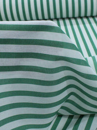 Tecido Linho Misto Listrado Verde e Branco