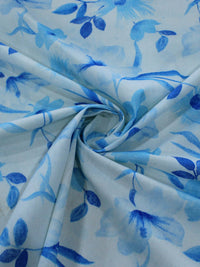 Tecido Linho Misto Flores Azul e Branco